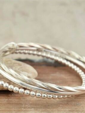 All The Rage Sterling Silver Bangle Set